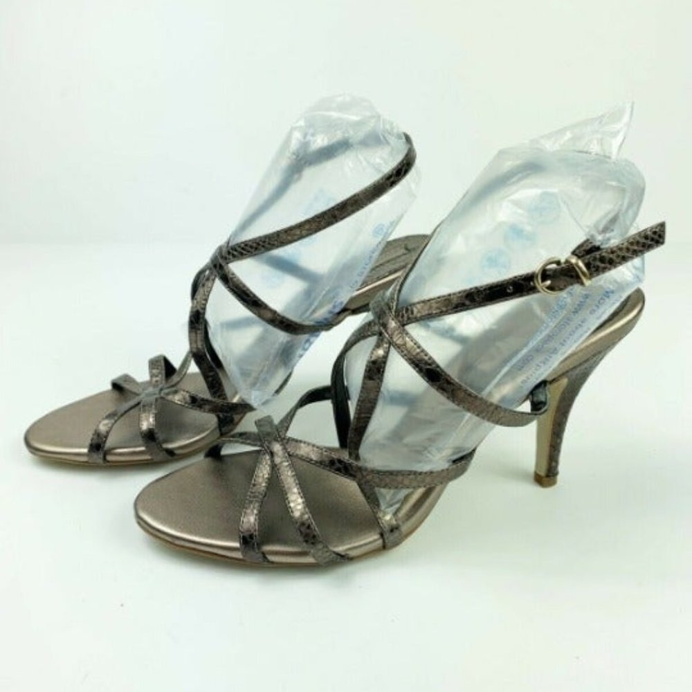 Banana Republic Kandy High Heels Brown Snake Bronze Strappy Women's 8 New - Picture 2 of 4